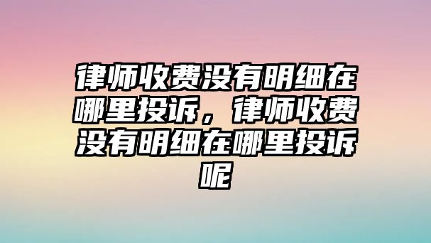 律師收費(fèi)沒有明細(xì)在哪里投訴，律師收費(fèi)沒有明細(xì)在哪里投訴呢