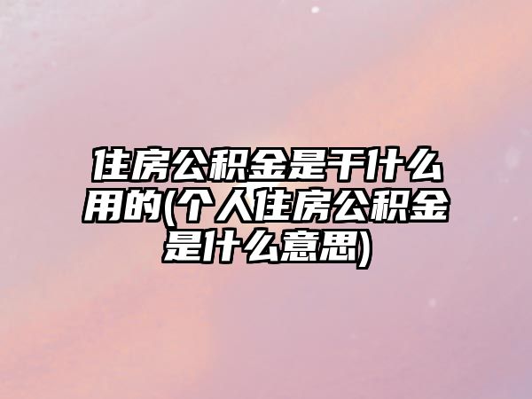 住房公積金是干什么用的(個人住房公積金是什么意思)