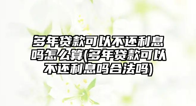 多年貸款可以不還利息嗎怎么算(多年貸款可以不還利息嗎合法嗎)