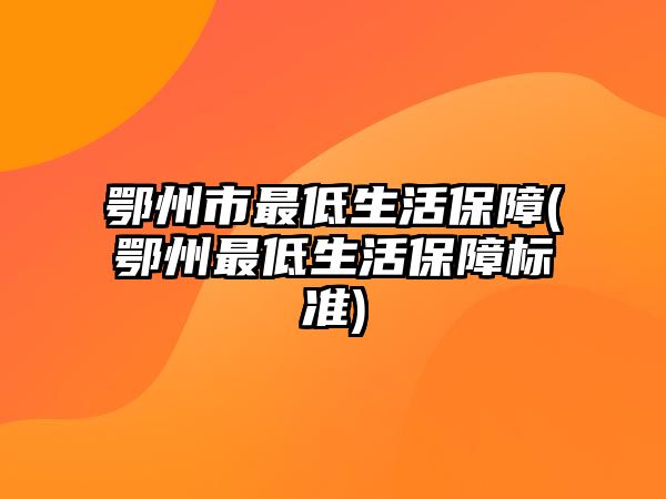 鄂州市最低生活保障(鄂州最低生活保障標準)