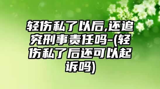 輕傷私了以后,還追究刑事責(zé)任嗎-(輕傷私了后還可以起訴嗎)