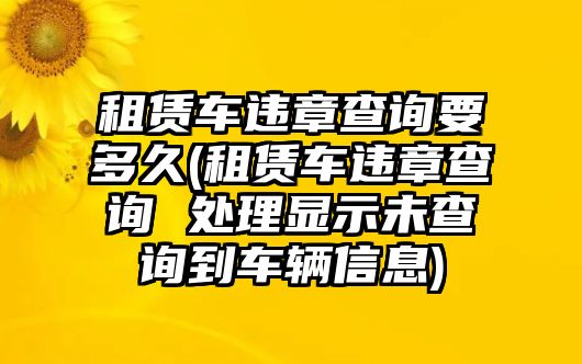 租賃車違章查詢要多久(租賃車違章查詢 處理顯示未查詢到車輛信息)