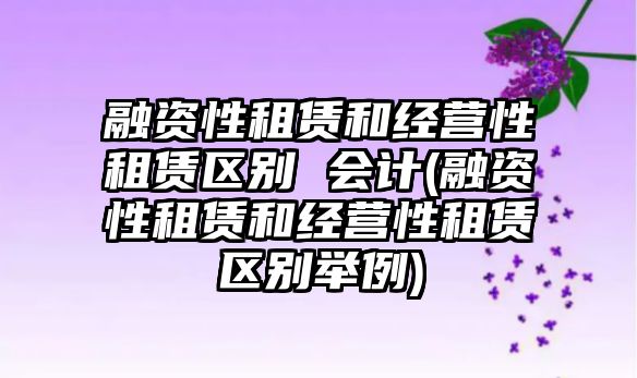 融資性租賃和經營性租賃區別 會計(融資性租賃和經營性租賃區別舉例)