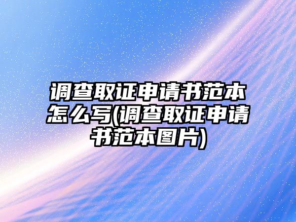 調查取證申請書范本怎么寫(調查取證申請書范本圖片)