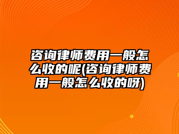 咨詢律師費用一般怎么收的呢(咨詢律師費用一般怎么收的呀)