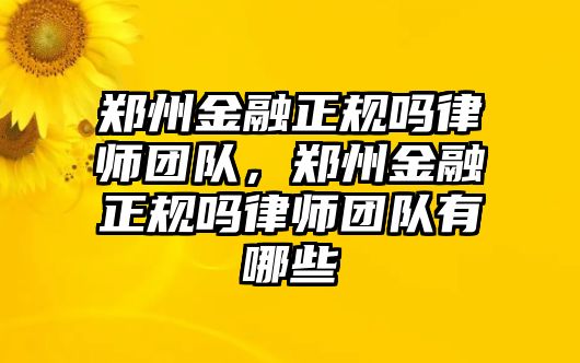 鄭州金融正規(guī)嗎律師團隊，鄭州金融正規(guī)嗎律師團隊有哪些