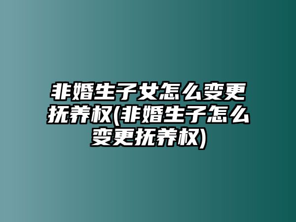 非婚生子女怎么變更撫養權(非婚生子怎么變更撫養權)