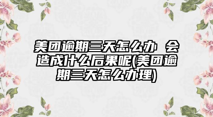 美團(tuán)逾期三天怎么辦 會(huì)造成什么后果呢(美團(tuán)逾期三天怎么辦理)