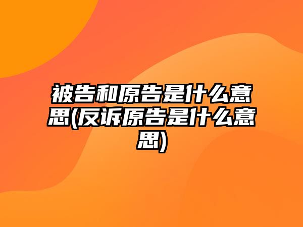 被告和原告是什么意思(反訴原告是什么意思)