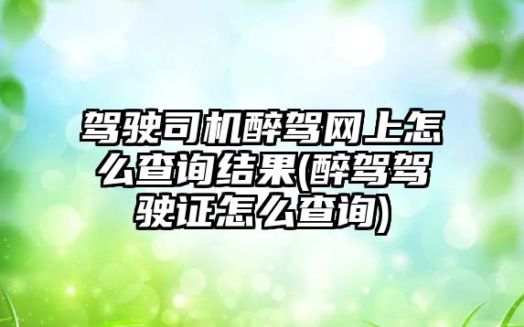 駕駛司機醉駕網(wǎng)上怎么查詢結(jié)果(醉駕駕駛證怎么查詢)