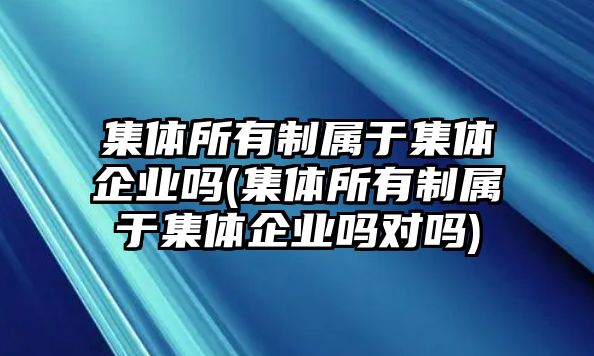 集體所有制屬于集體企業嗎(集體所有制屬于集體企業嗎對嗎)