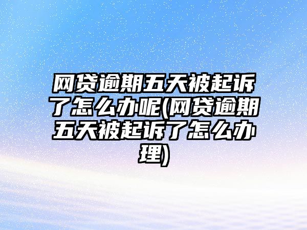 網貸逾期五天被起訴了怎么辦呢(網貸逾期五天被起訴了怎么辦理)