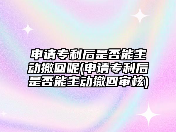 申請專利后是否能主動撤回呢(申請專利后是否能主動撤回審核)