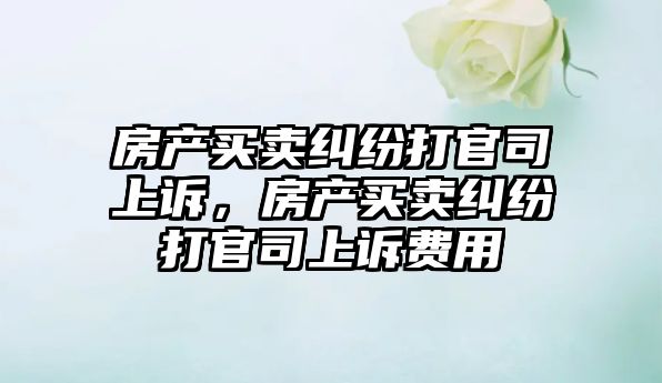 房產買賣糾紛打官司上訴，房產買賣糾紛打官司上訴費用