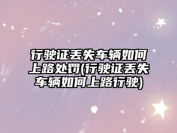 行駛證丟失車輛如何上路處罰(行駛證丟失車輛如何上路行駛)