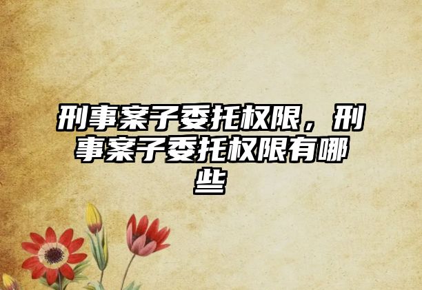 刑事案子委托權限，刑事案子委托權限有哪些