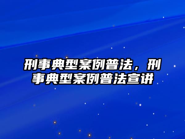 刑事典型案例普法，刑事典型案例普法宣講