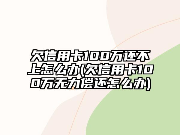 欠信用卡100萬還不上怎么辦(欠信用卡100萬無力償還怎么辦)