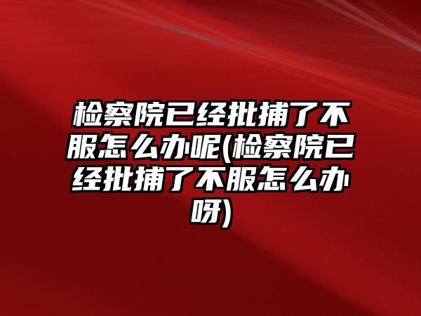 檢察院已經批捕了不服怎么辦呢(檢察院已經批捕了不服怎么辦呀)