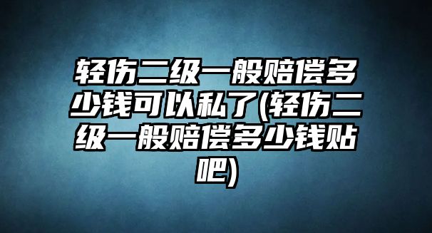 輕傷二級一般賠償多少錢可以私了(輕傷二級一般賠償多少錢貼吧)