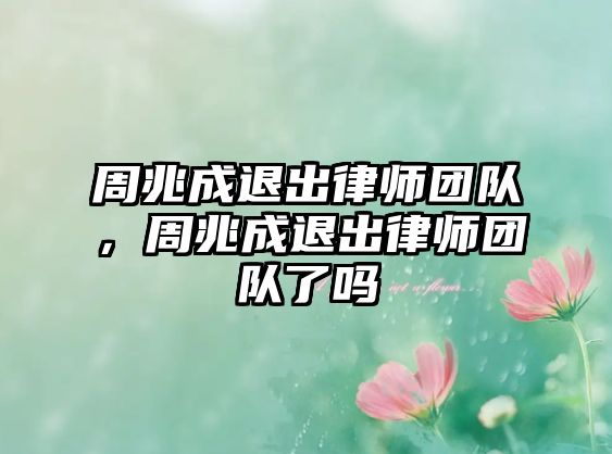 周兆成退出律師團(tuán)隊(duì)，周兆成退出律師團(tuán)隊(duì)了嗎