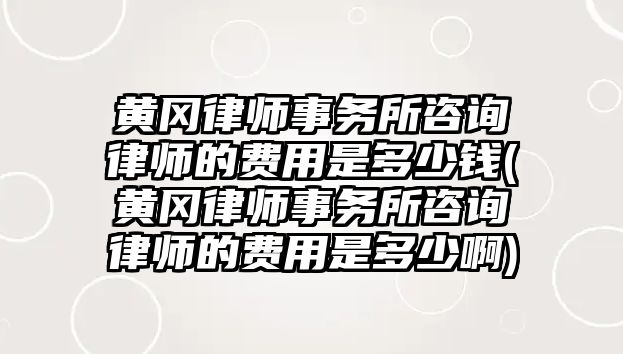 黃岡律師事務所咨詢律師的費用是多少錢(黃岡律師事務所咨詢律師的費用是多少啊)