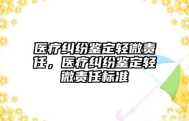 醫療糾紛鑒定輕微責任，醫療糾紛鑒定輕微責任標準