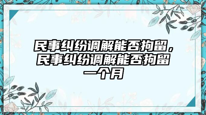 民事糾紛調解能否拘留，民事糾紛調解能否拘留一個月