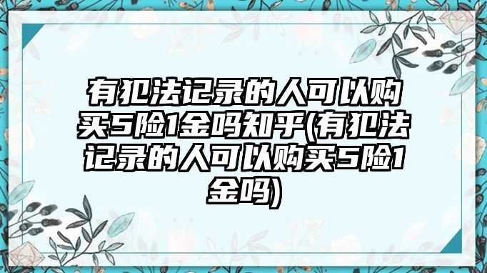 有犯法記錄的人可以購買5險1金嗎知乎(有犯法記錄的人可以購買5險1金嗎)