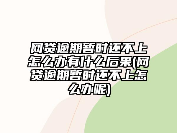 網貸逾期暫時還不上怎么辦有什么后果(網貸逾期暫時還不上怎么辦呢)