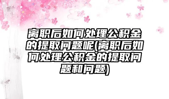 離職后如何處理公積金的提取問題呢(離職后如何處理公積金的提取問題和問題)