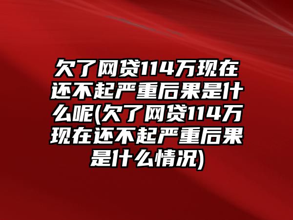 欠了網(wǎng)貸114萬現(xiàn)在還不起嚴(yán)重后果是什么呢(欠了網(wǎng)貸114萬現(xiàn)在還不起嚴(yán)重后果是什么情況)