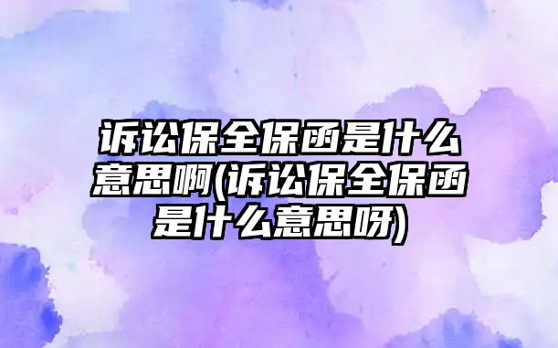 訴訟保全保函是什么意思啊(訴訟保全保函是什么意思呀)