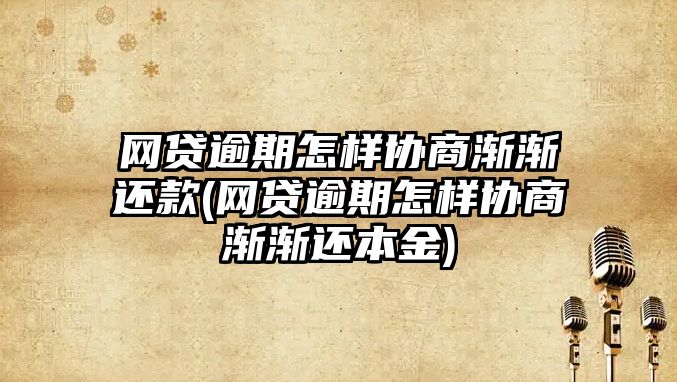 網貸逾期怎樣協商漸漸還款(網貸逾期怎樣協商漸漸還本金)