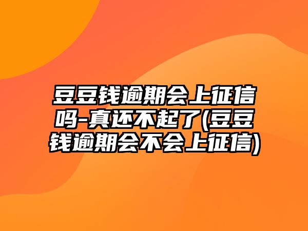 豆豆錢逾期會上征信嗎-真還不起了(豆豆錢逾期會不會上征信)