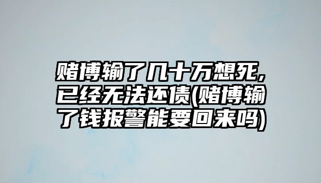 賭博輸了幾十萬想死,已經無法還債(賭博輸了錢報警能要回來嗎)