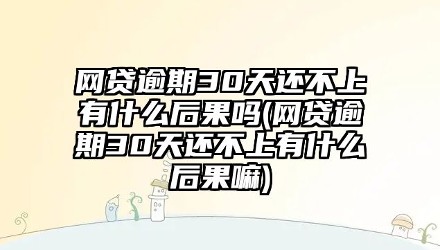 網(wǎng)貸逾期30天還不上有什么后果嗎(網(wǎng)貸逾期30天還不上有什么后果嘛)