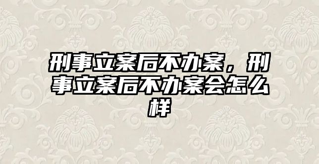 刑事立案后不辦案，刑事立案后不辦案會怎么樣