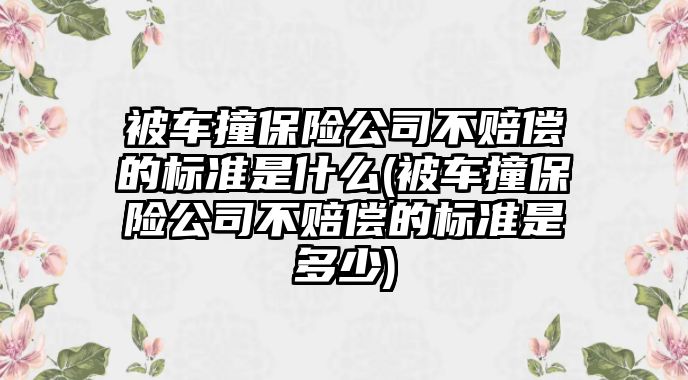 被車撞保險(xiǎn)公司不賠償?shù)臉?biāo)準(zhǔn)是什么(被車撞保險(xiǎn)公司不賠償?shù)臉?biāo)準(zhǔn)是多少)