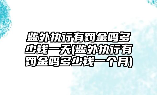 監外執行有罰金嗎多少錢一天(監外執行有罰金嗎多少錢一個月)