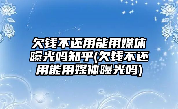 欠錢(qián)不還用能用媒體曝光嗎知乎(欠錢(qián)不還用能用媒體曝光嗎)