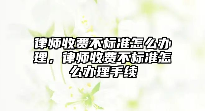 律師收費不標準怎么辦理，律師收費不標準怎么辦理手續