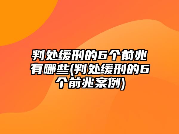 判處緩刑的6個前兆有哪些(判處緩刑的6個前兆案例)