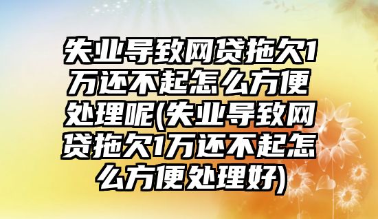 失業(yè)導(dǎo)致網(wǎng)貸拖欠1萬還不起怎么方便處理呢(失業(yè)導(dǎo)致網(wǎng)貸拖欠1萬還不起怎么方便處理好)