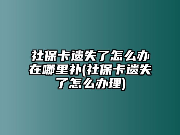 社保卡遺失了怎么辦在哪里補(社保卡遺失了怎么辦理)