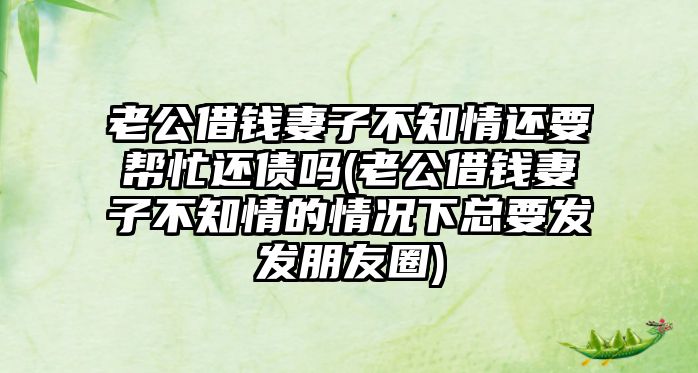 老公借錢妻子不知情還要幫忙還債嗎(老公借錢妻子不知情的情況下總要發發朋友圈)