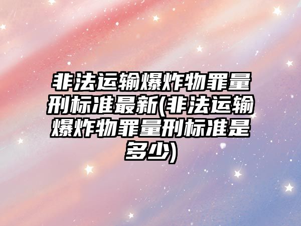 非法運輸爆炸物罪量刑標準最新(非法運輸爆炸物罪量刑標準是多少)