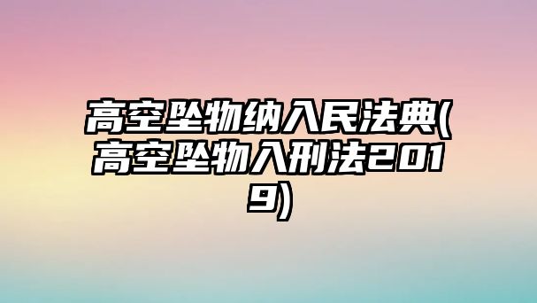 高空墜物納入民法典(高空墜物入刑法2019)