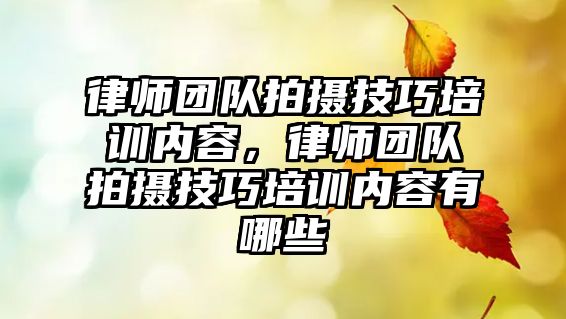 律師團隊拍攝技巧培訓內容，律師團隊拍攝技巧培訓內容有哪些