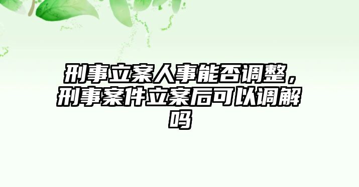 刑事立案人事能否調(diào)整，刑事案件立案后可以調(diào)解嗎